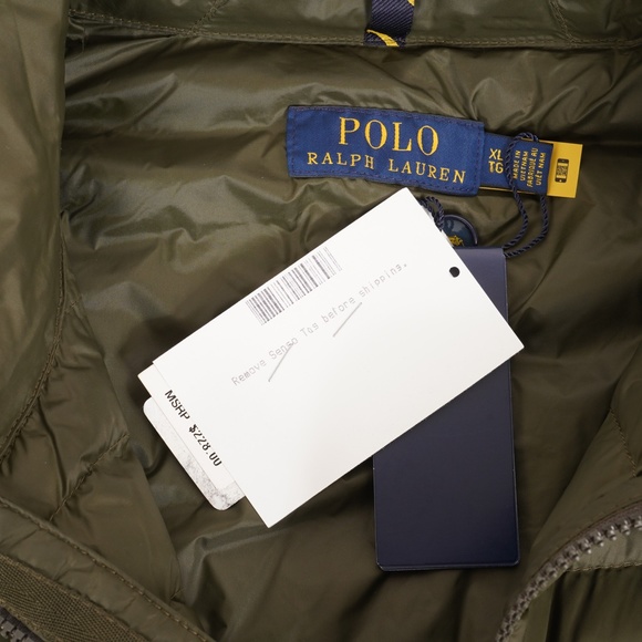 NWT Polo Ralph Lauren Olive Green Puffer Jacket with Small Orange Pony Size XL - Picture 5 of 11